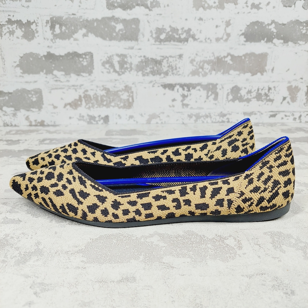 New Rothy's The Point Leopard Print Knit Ballet Slip On Flats E734